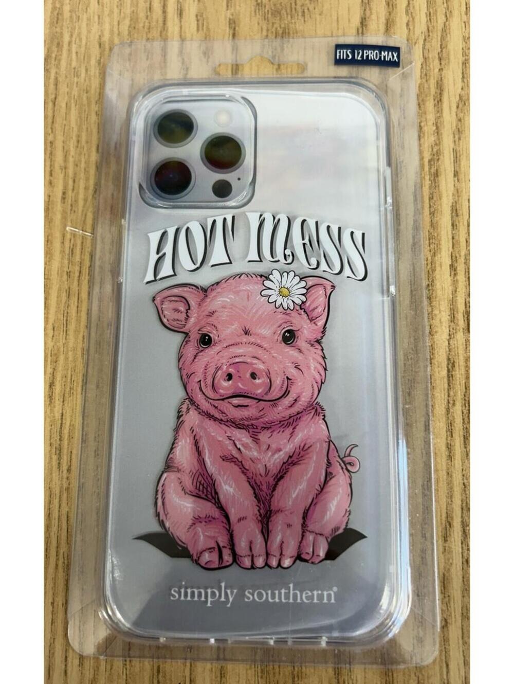 Simply Southern Phone Case. Hot Mess With Pig. Fits 12 Pro-Max.  New In Plastic
